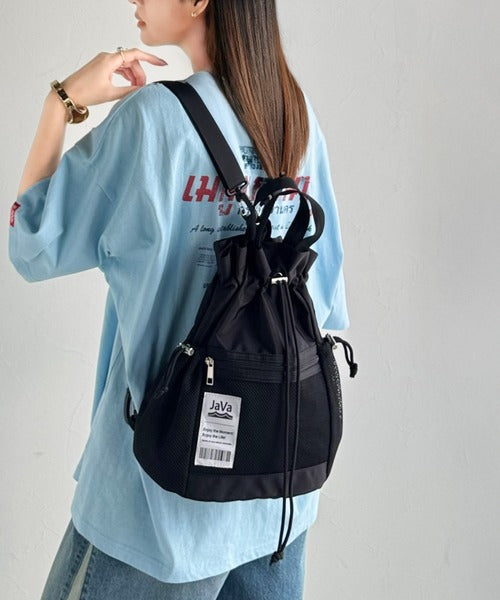 ジバニャ~！プロフ読んだとみなします☆ Cリュック JaVa ジャバコラボ》毎日の相棒バッグ！メッシュ使い巾着2WAYリュック