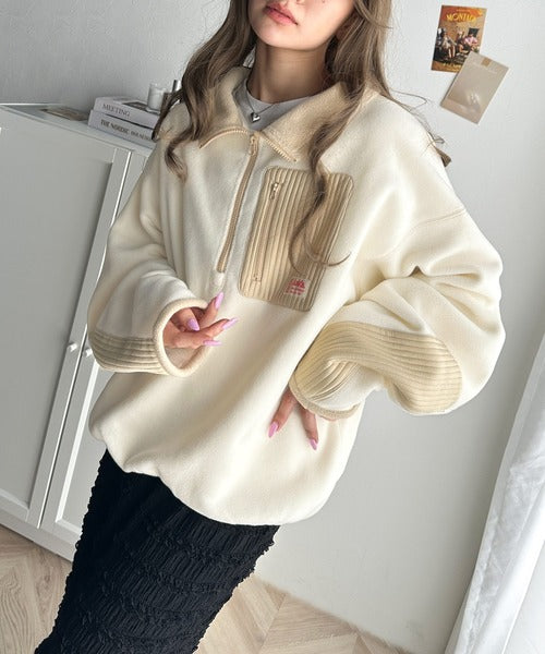 JaVa ジャバコラボ》レトロが気分。エルボ―パッチハーフジップ