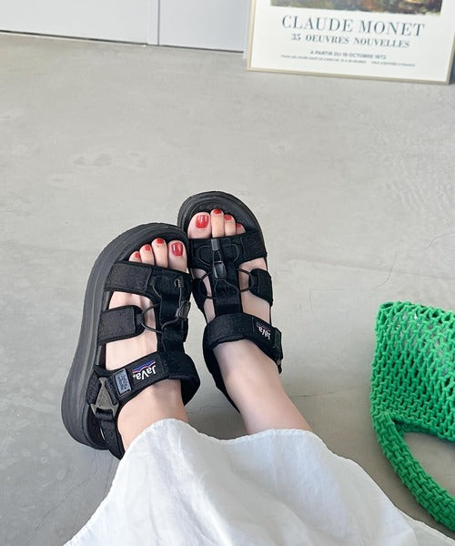 シャラ Javaジャバコラボ》足元からお洒落をアップデート♪厚底ベルクロ