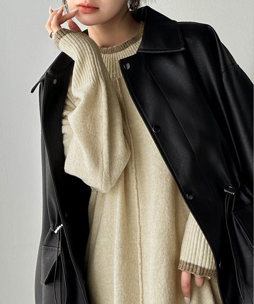 大人のリラックスムード。ふわもちミックスカラー配色ブークレーニット