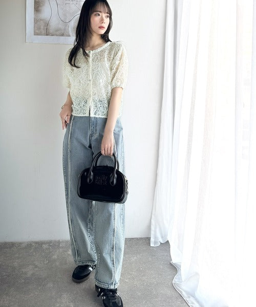 激レア　アンナモリナーリ　ファー付き　ビーズ刺繍カーディガン　M相当 USA VINTAGE VICTORIA JONES PRESENT EMBROIDERY DESIGN KNIT
