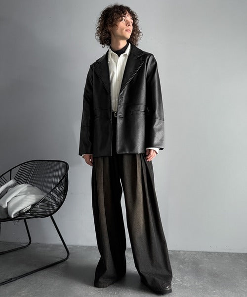 【オメカシ】フェイクレザーテーラードジャケット フェイクレザーテーラードジャケット | Omekashi(オメカシ)レディース