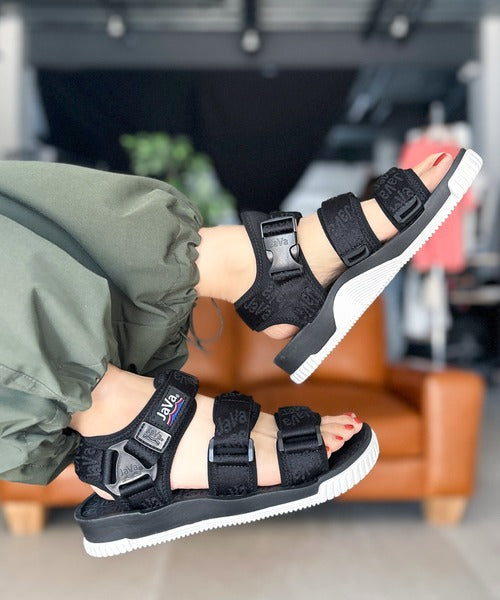 Javaジャバコラボ》 ベルクロストラップスポーツサンダル