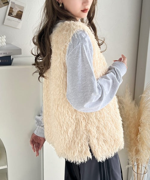 【美品✨】birthday bash 2Way リボンファーベスト BACK RIBBON FUR VEST - BIRTHDAY BASH