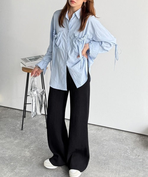 履き心地楽ちん＆スッキリ脚長魅せ。ランダムリブニットパンツ