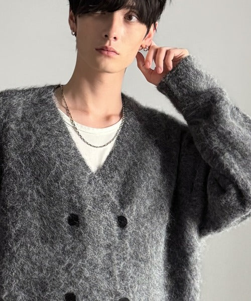 ゆらぎBAL ORIGINAL ニットカーデガン Classical Origin】「アートな1着。」ミックスシャギー素材ダブル