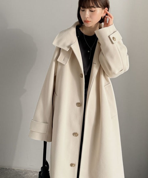 極美品 アレグリ ステンカラーコート ロングコート ウール アルパカ 比翼ボタン 極美品 アレグリ ステンカラーコート ロングコート ウール アルパカ