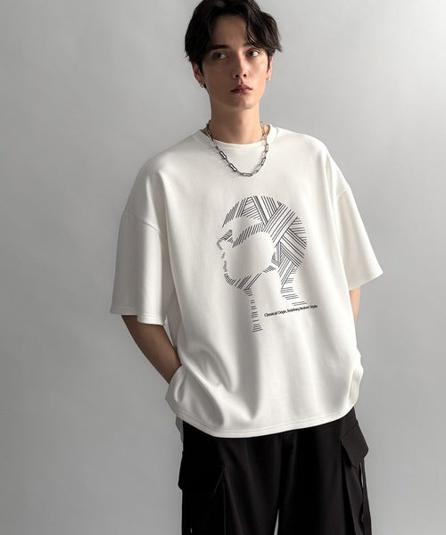 OFF-WHITE グラフィックTシャツ 視線を独り占め。」フェイスグラフィックオーバーサイズTシャツ