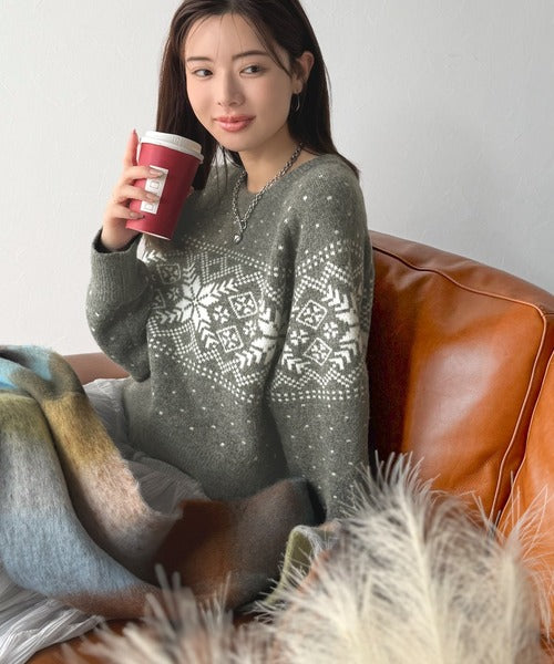 mily bilet】レトロ可愛く紡ぐ、冬物語。ノルディックドット柄ニット