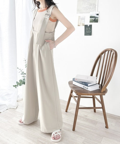 大人のワイドストレート。アシメバックルベルトサロペット ce0940179