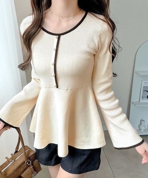 birthdaybash パールボタン　ペプラム　トップス　新品 TWEED CLARISSE PEARL BUTTON TOPS - BIRTHDAY BASH