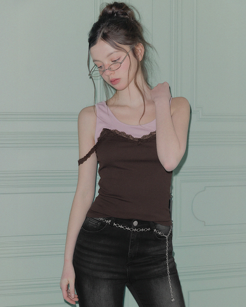 Thel Color-Block Layered Strap Sleeveless Top