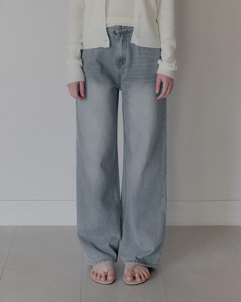 Ross semi wide long denim pants