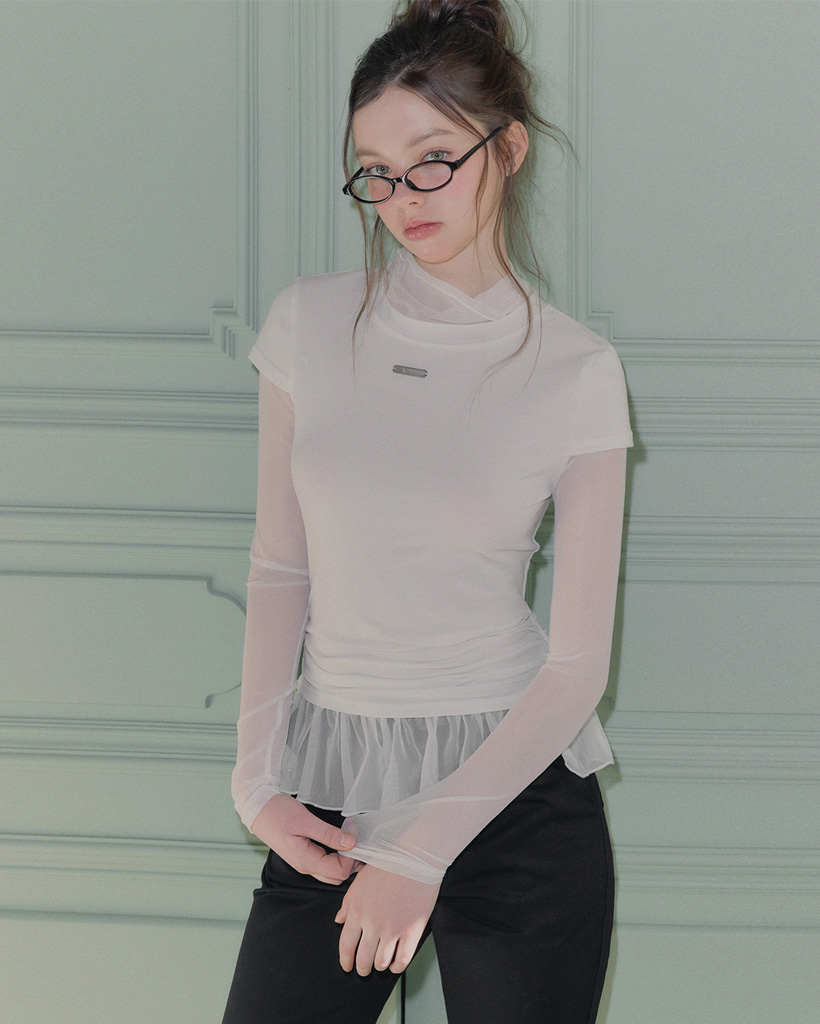 Perrin Sheer Layered Long-Sleeve Blouse