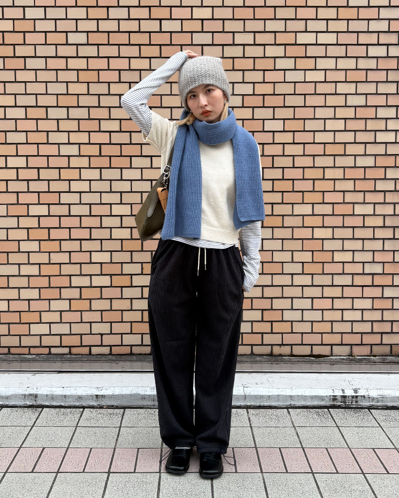 ボートネックピンボーダーパイピングロングTシャツ