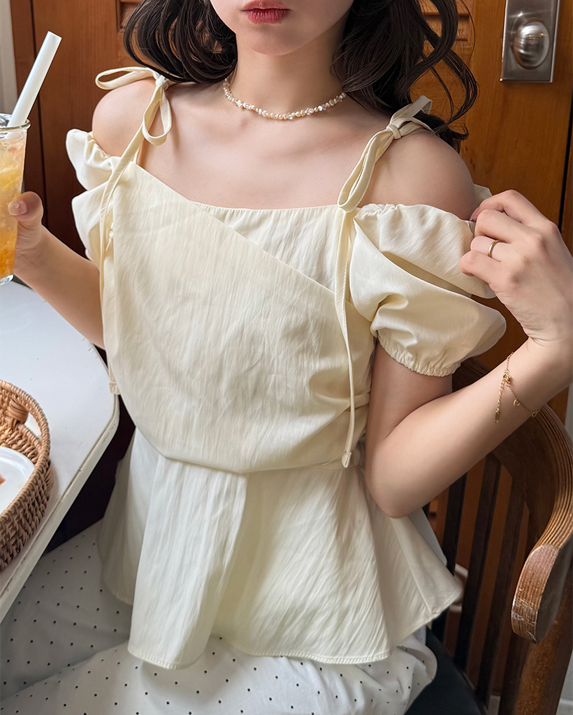 2WAYダブルショルダードレープバストペプラム