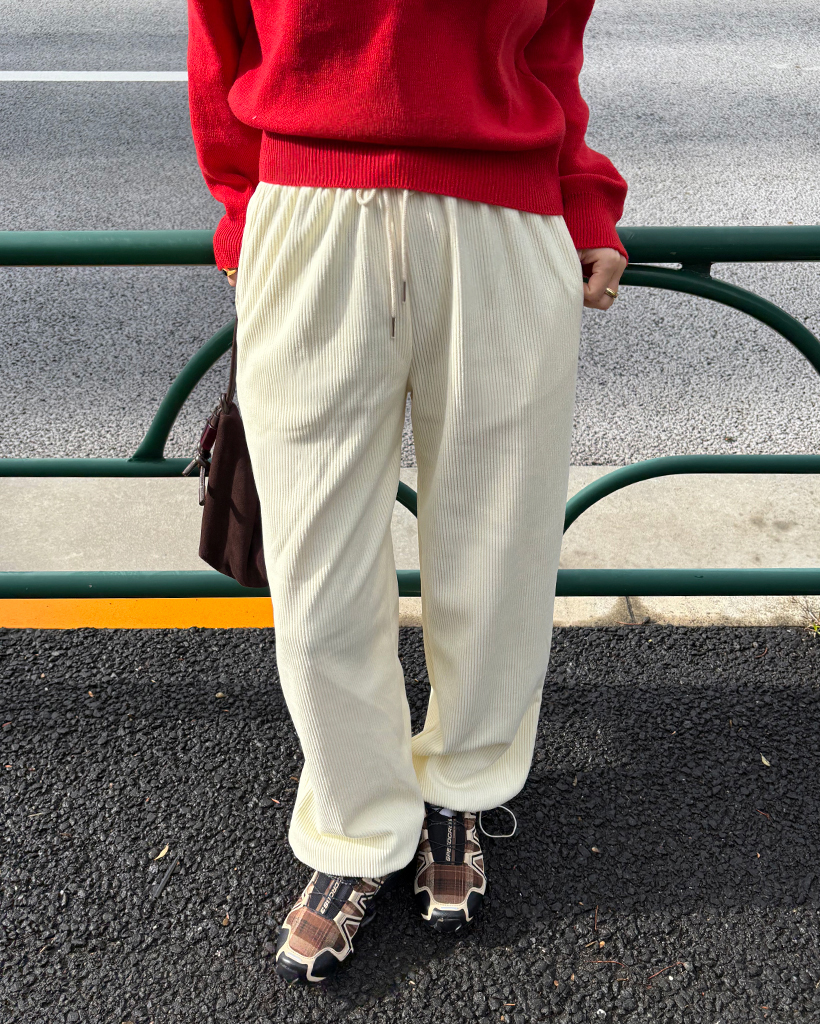 コーデュロイ裏起毛ジョガーパンツ