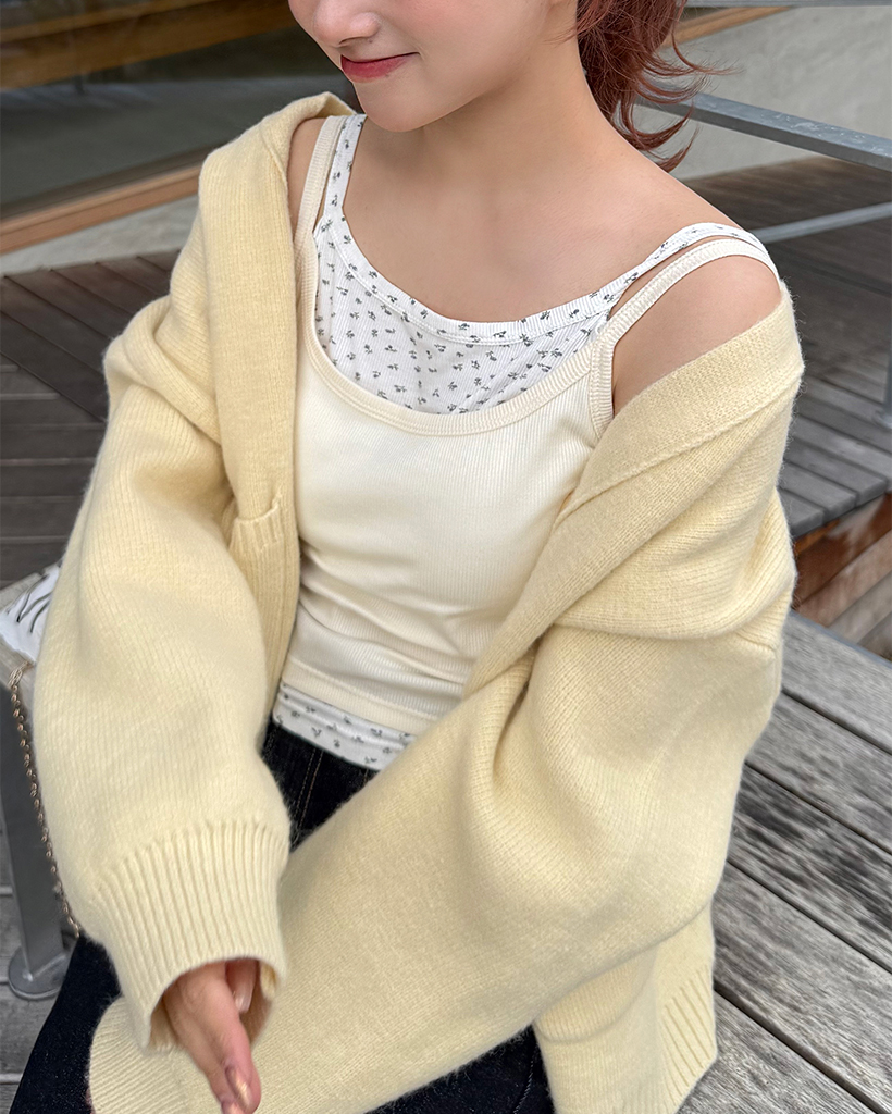 フラワーレイヤードリブキャミソール