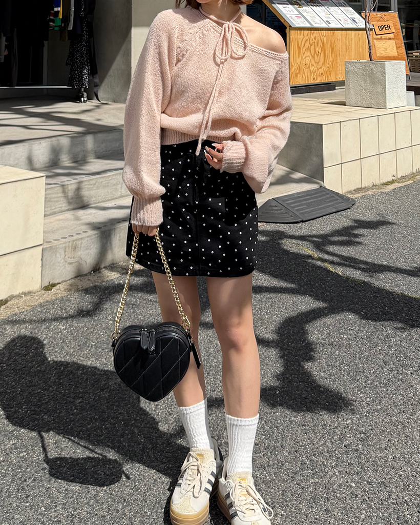 ミニフラワートラペーズコットンミニスカート