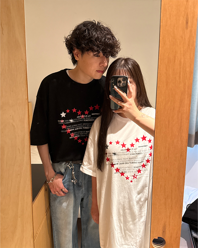 スターハートレタリングハーフTシャツ