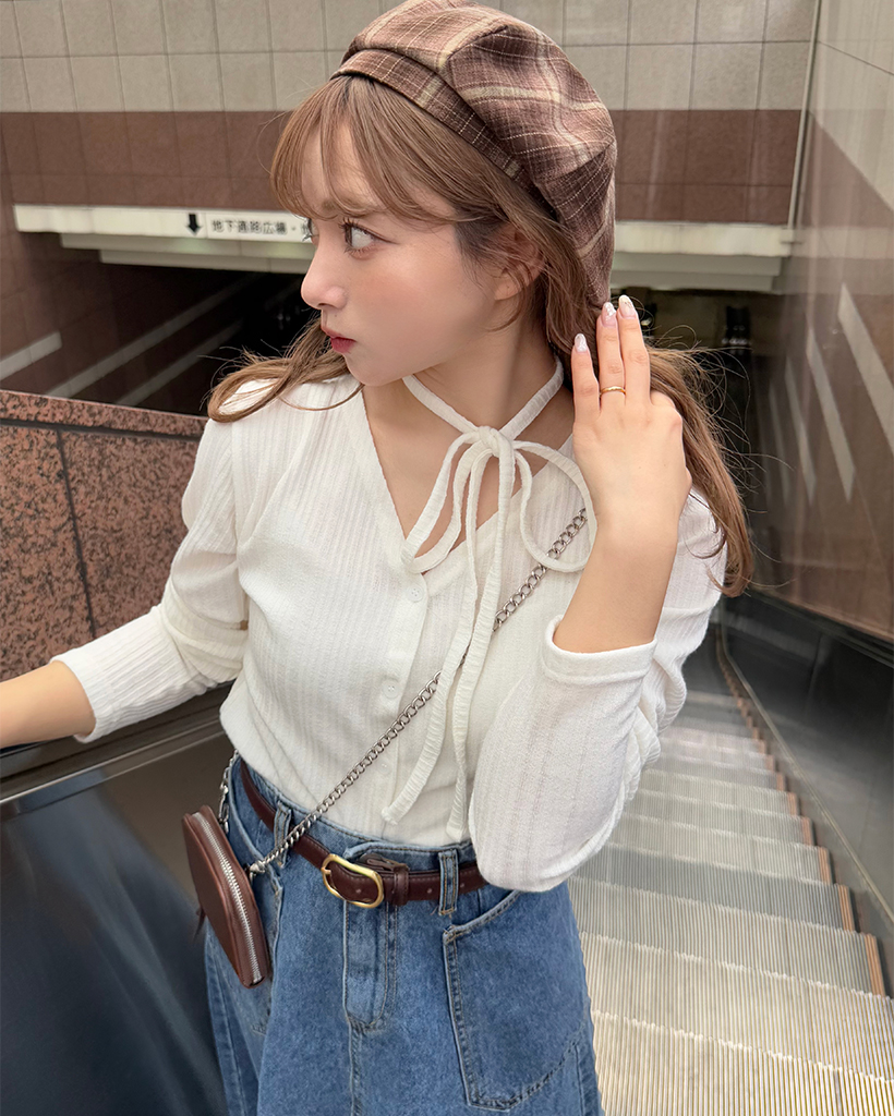 タイセットVネックリブカーディガン | ファッション通販サイト NUGU