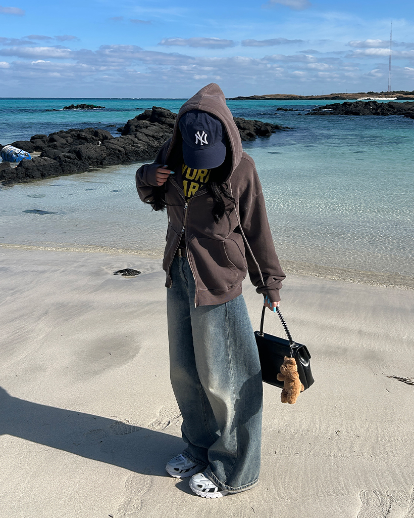 ビンテージウォッシュダブルジップパーカー