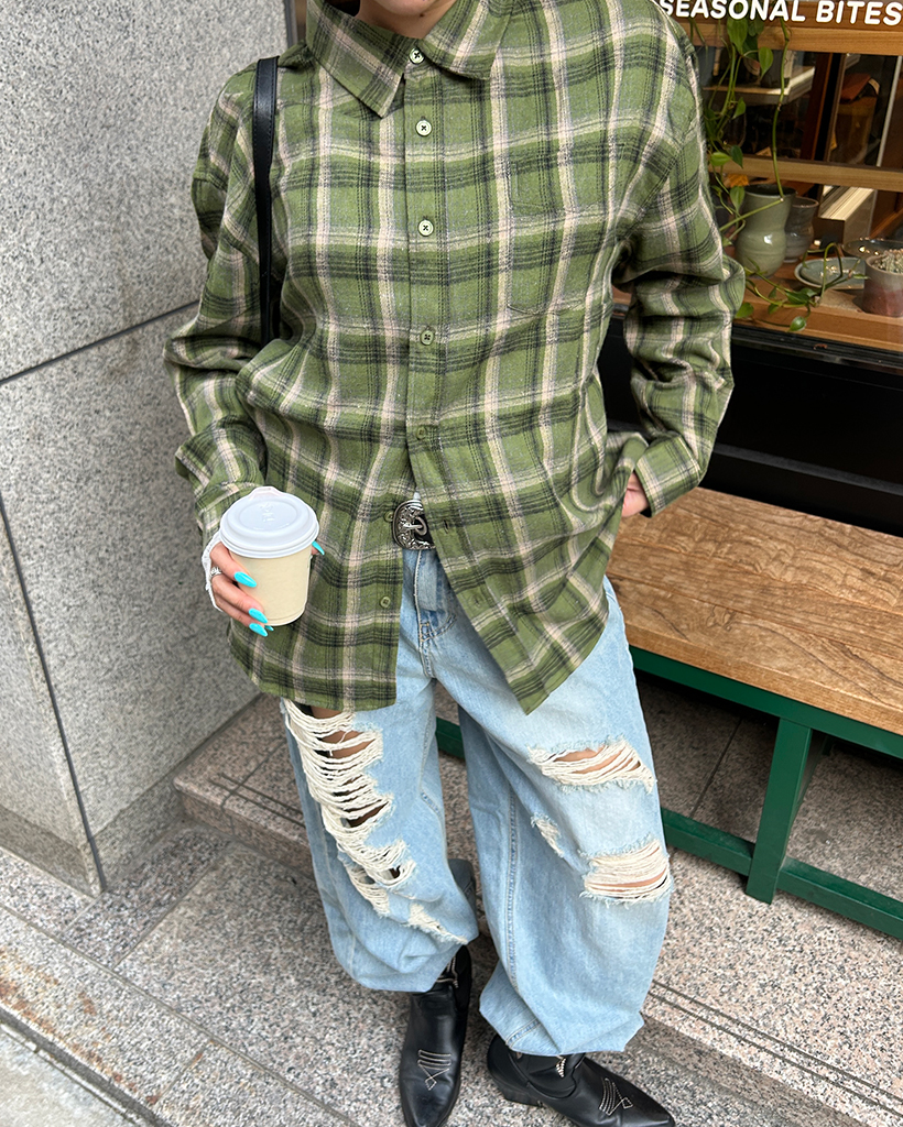 パッチポケットカラーチェックシャツ