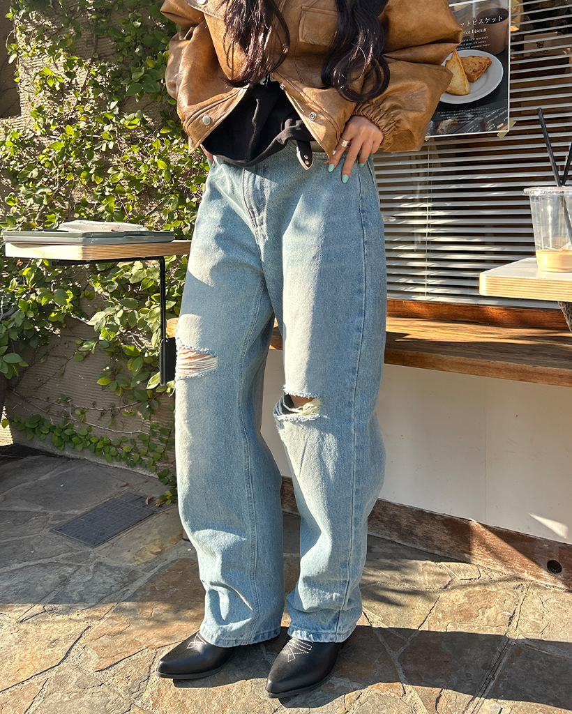 ニーダメージビンテージデニムパンツ