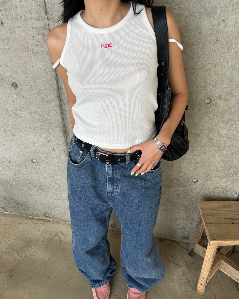 HIDEステッチキャミワッフルタンクトップ