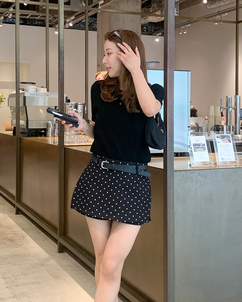 ドットミニスカートパンツ