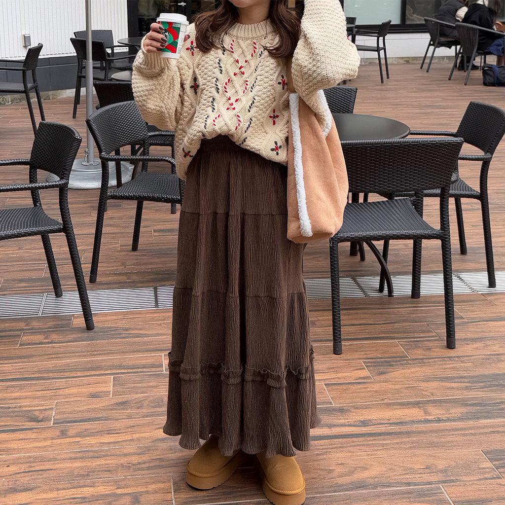 ベルベットフリルティアードロングスカート | ファッション通販サイト NUGU