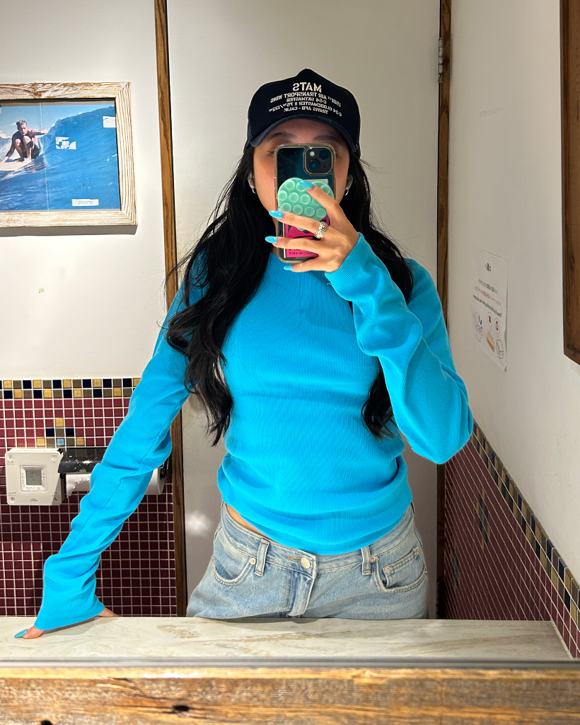 リブスリムロングカットソー