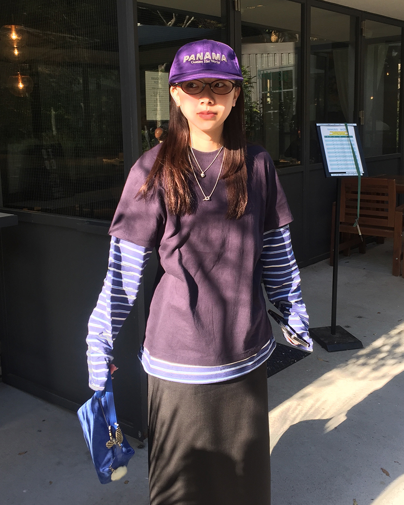 ミックスボーダーレイヤードロングTシャツ