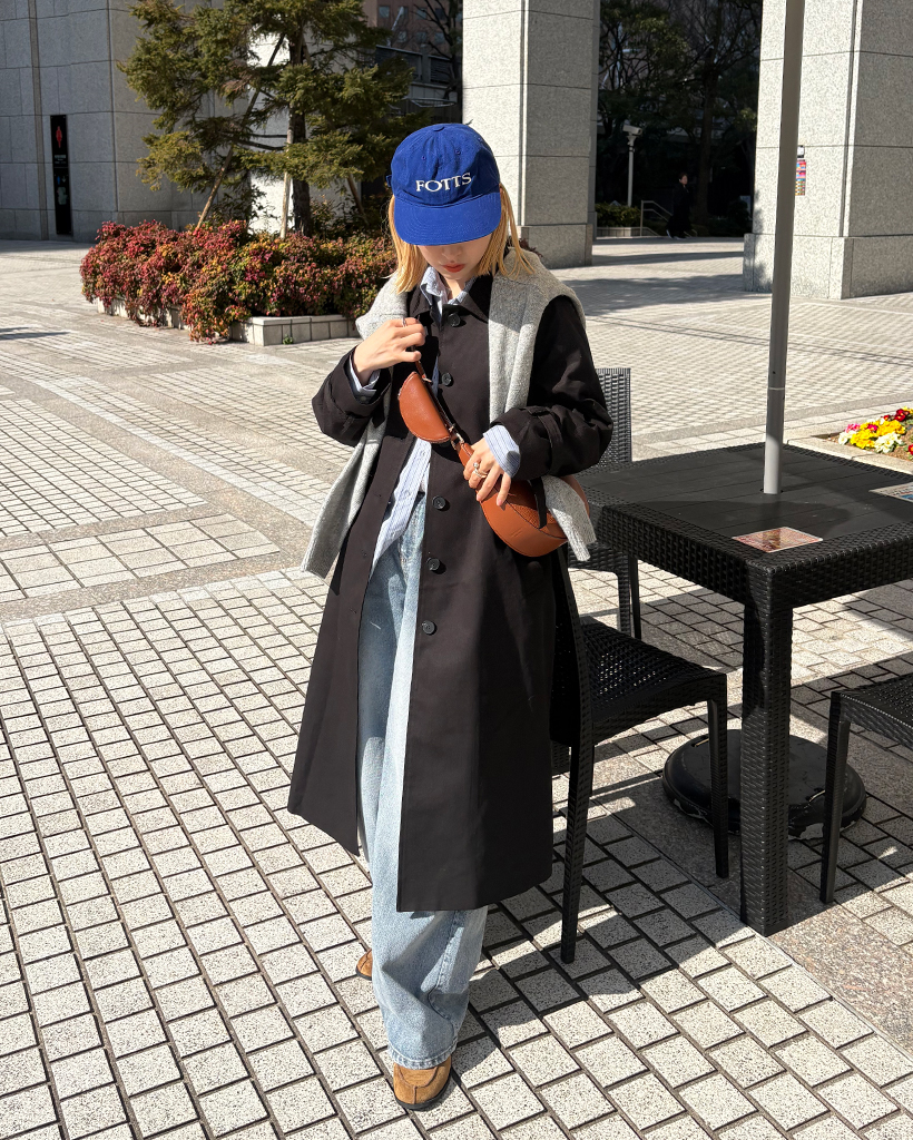 ラグランショルダーシングルトレンチロングコート