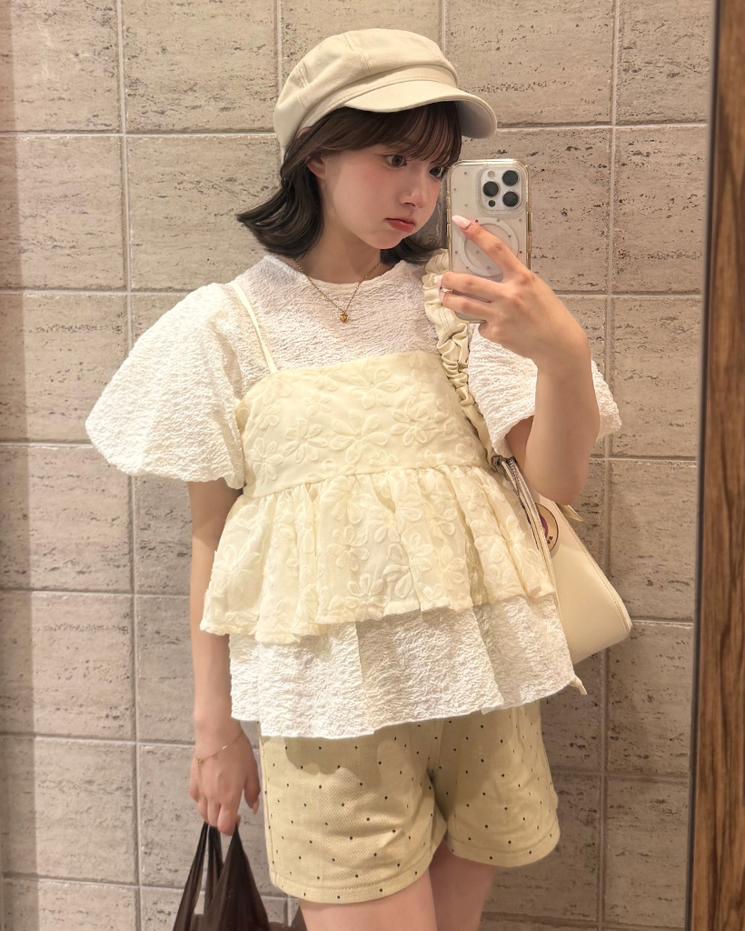 チュールフラワージャガードキャミビスチェ