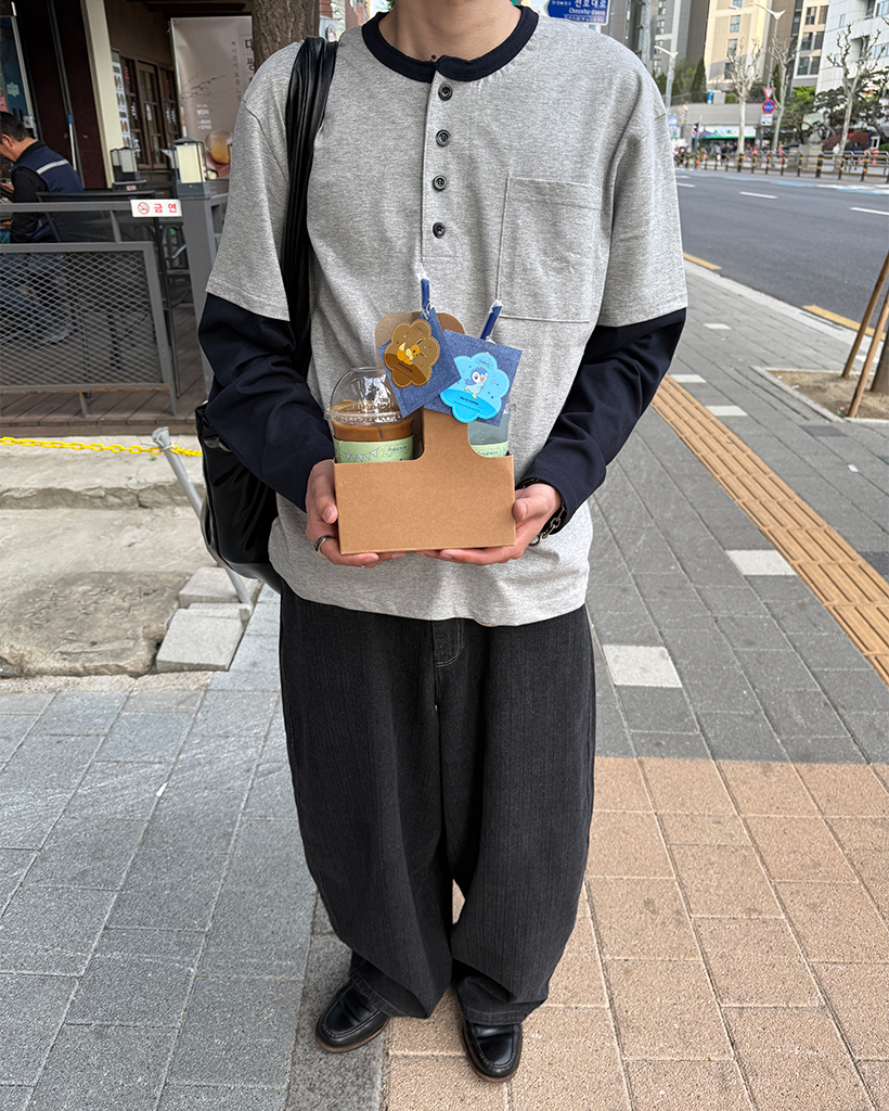 ヘンリーネックハーフTレイヤードロングTシャツ