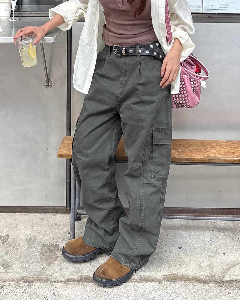 （ユニセックス）ウエストバックゴムカーゴパンツ