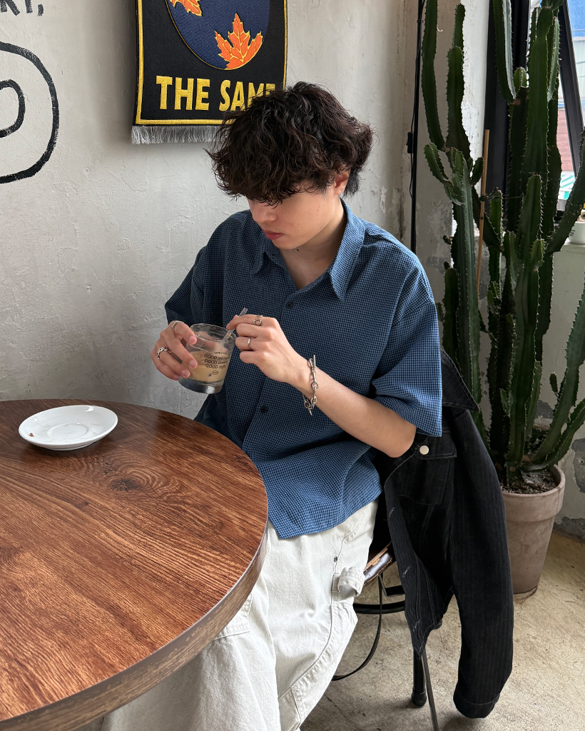 ミニギンガムチェックハーフスリーブシャツ