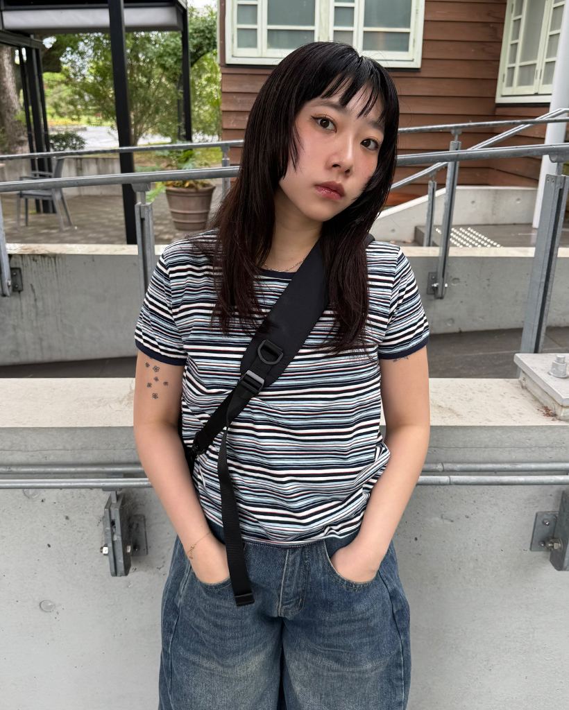 ランダムストライプリンガーTシャツ