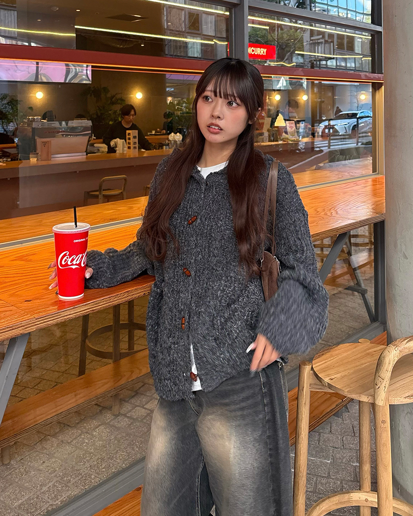 ダッフルケーブルニットパーカー