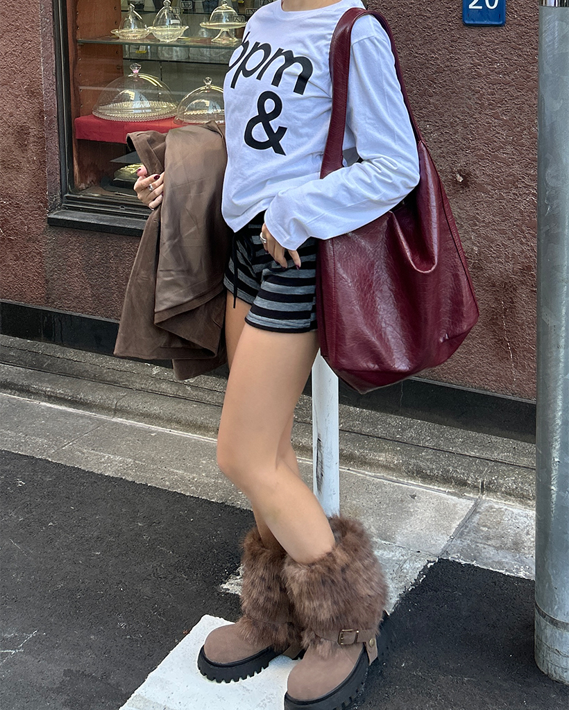 2wayリブウエストボーダーショートパンツ