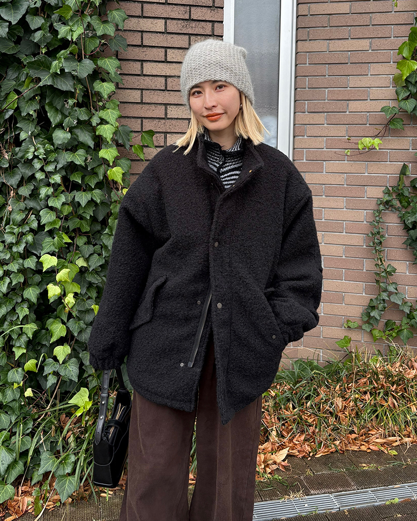 フラップポケットボアキルティングハーフコート