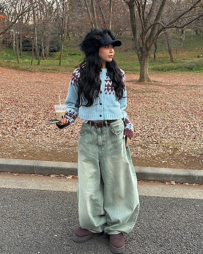 フェアアイルクロップドニットカーディガン