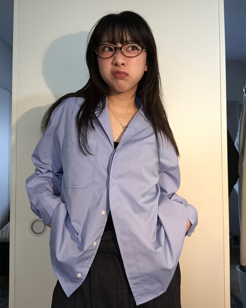 ノッチドラペルカラーフライボタンシャツ