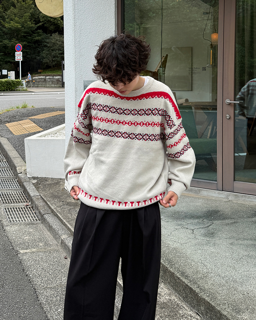 ntntntnt 16枚 ユニークパターンラウンドネックニットセーター | ファッション