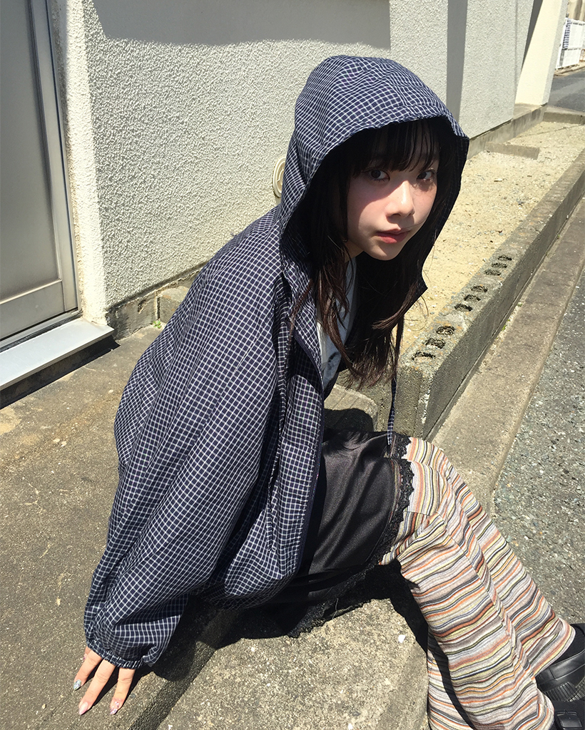 チェックウィンドブレーカーパーカー