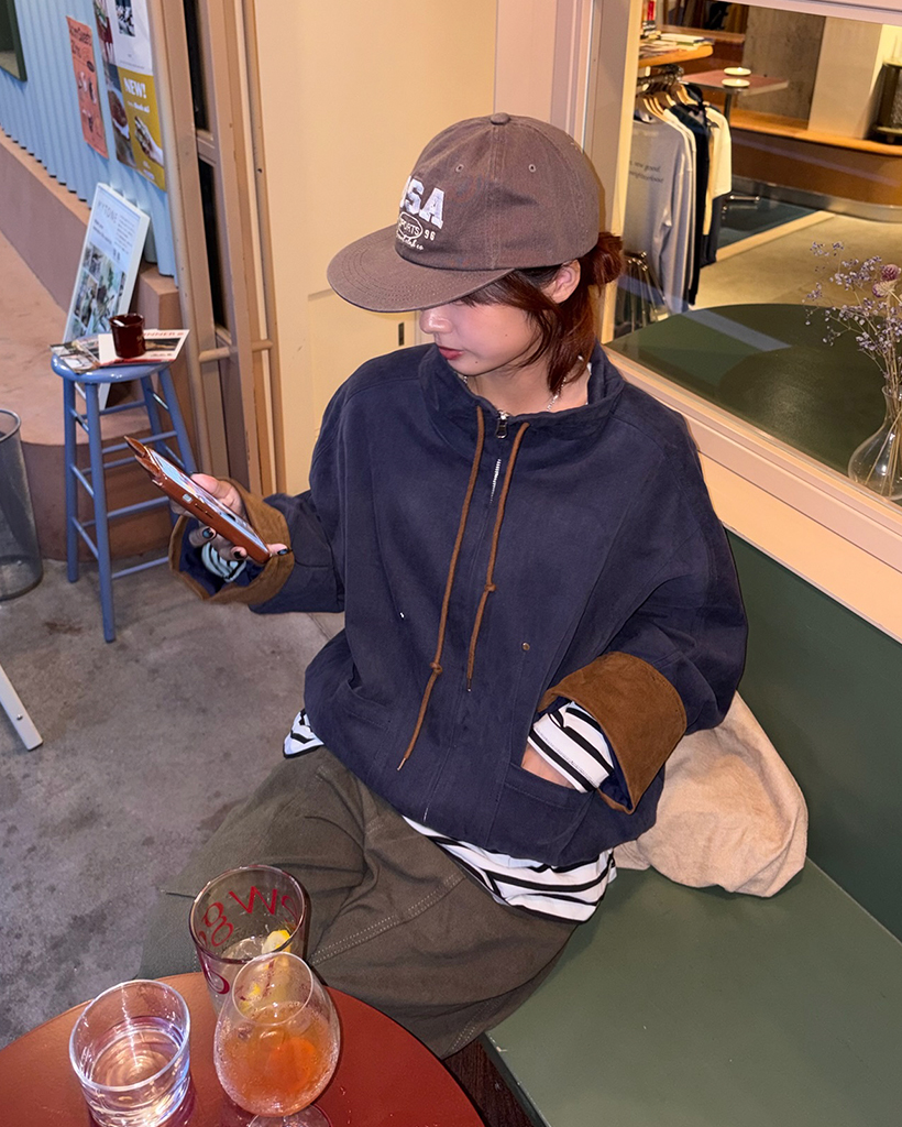 ドローストリングハイネックジップアップジャケット