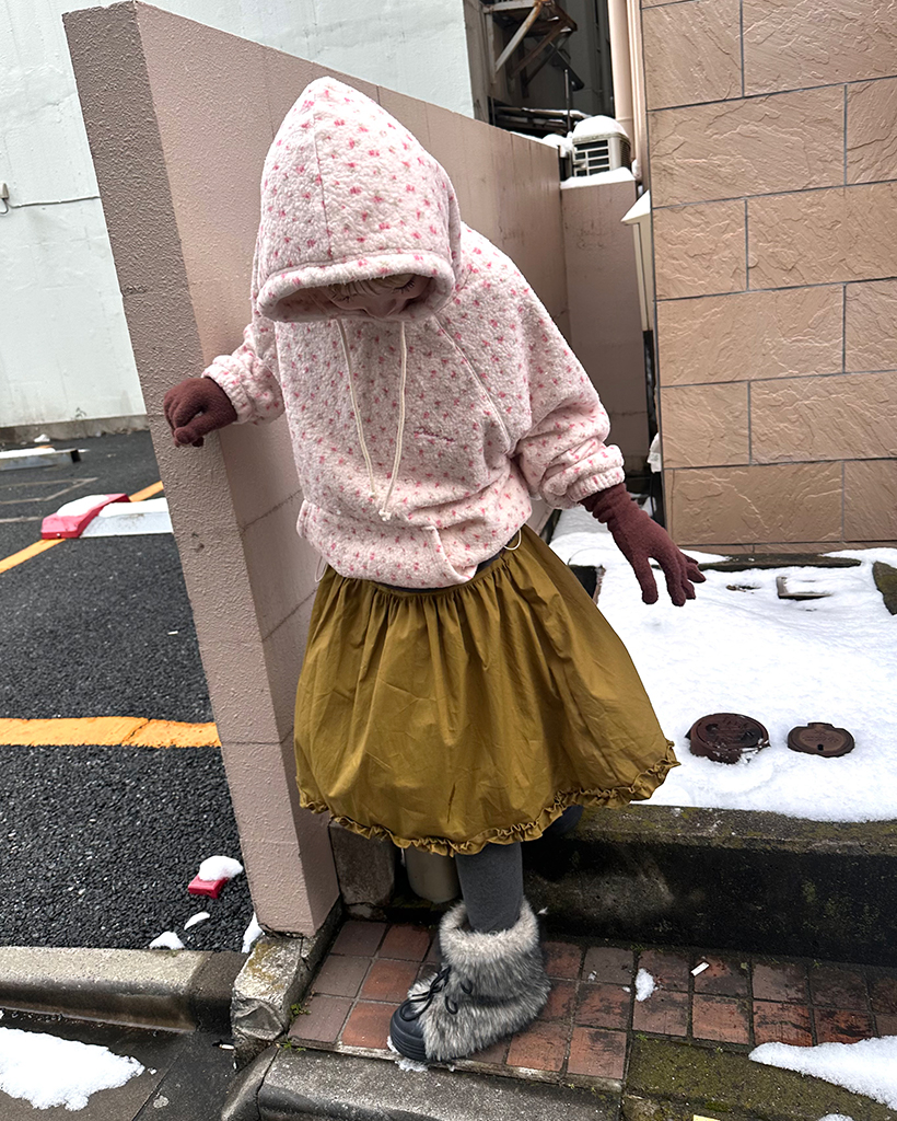 ヨークギャザーフリルヘムイージーミディアムスカート