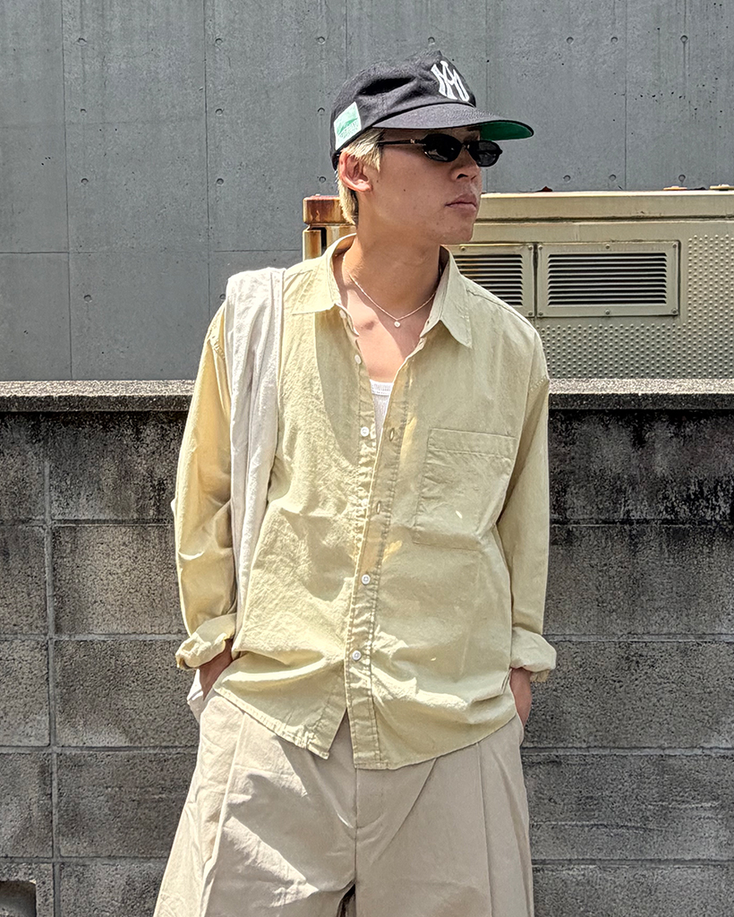 クロップフィットコットン長袖シャツ