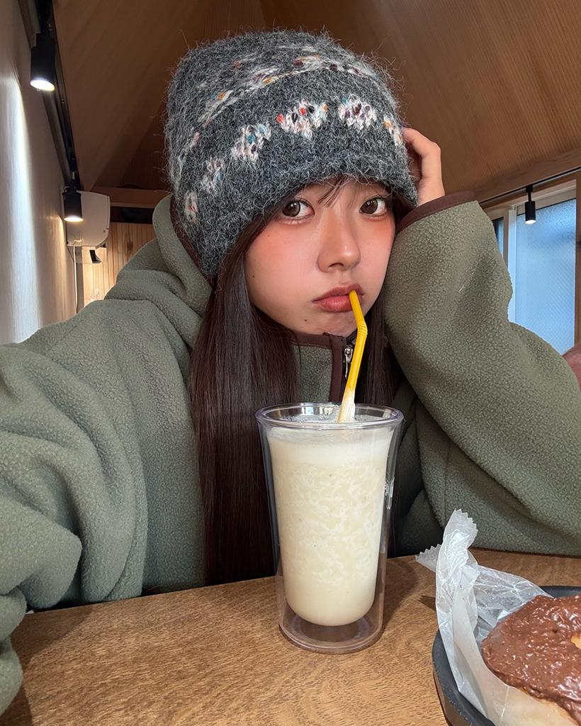 ミックスカラーポイントニットビーニー